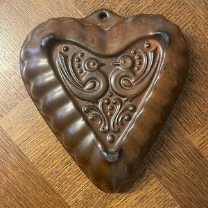 West Germany heart shaped bird mold, rustic